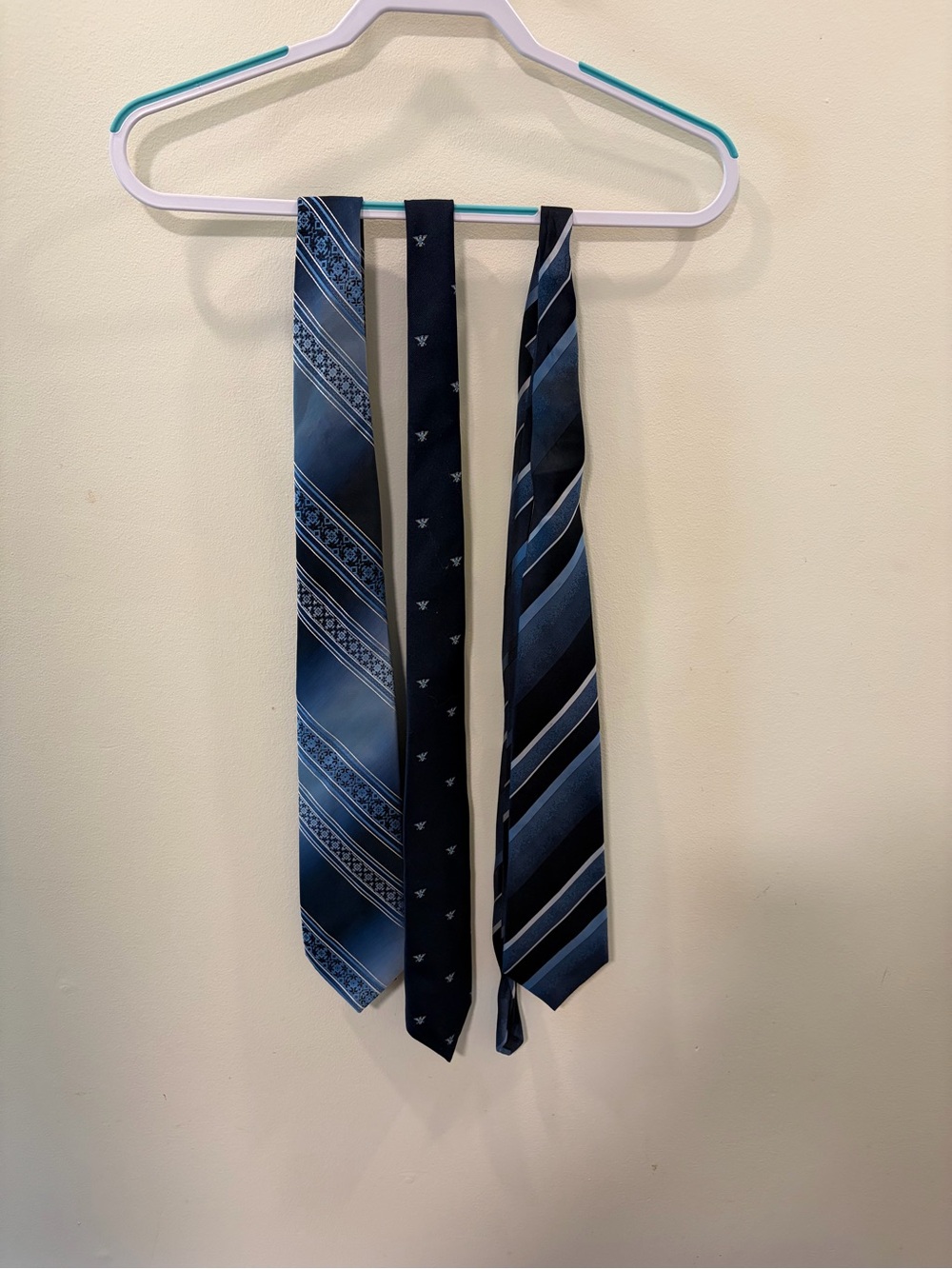 Three Men's Navy Blue Patterned Ties, School & First job‎ ready.